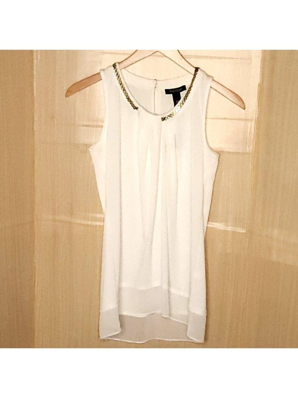 White House Black Market New Off White Sleeveless Flowy Tunic Top Metallic...